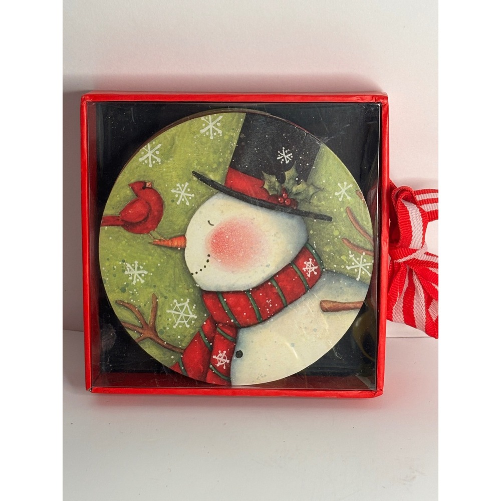 Susan Winget Snowman and Cardinal Set of 12 Paper Coasters C.R. Gibson